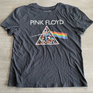 Pink Floyd Black Graphic Embroidered TShirt Short Sleeves